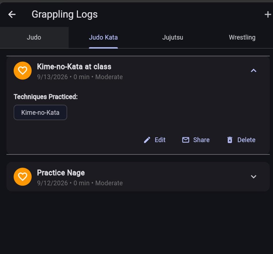 Logs screen